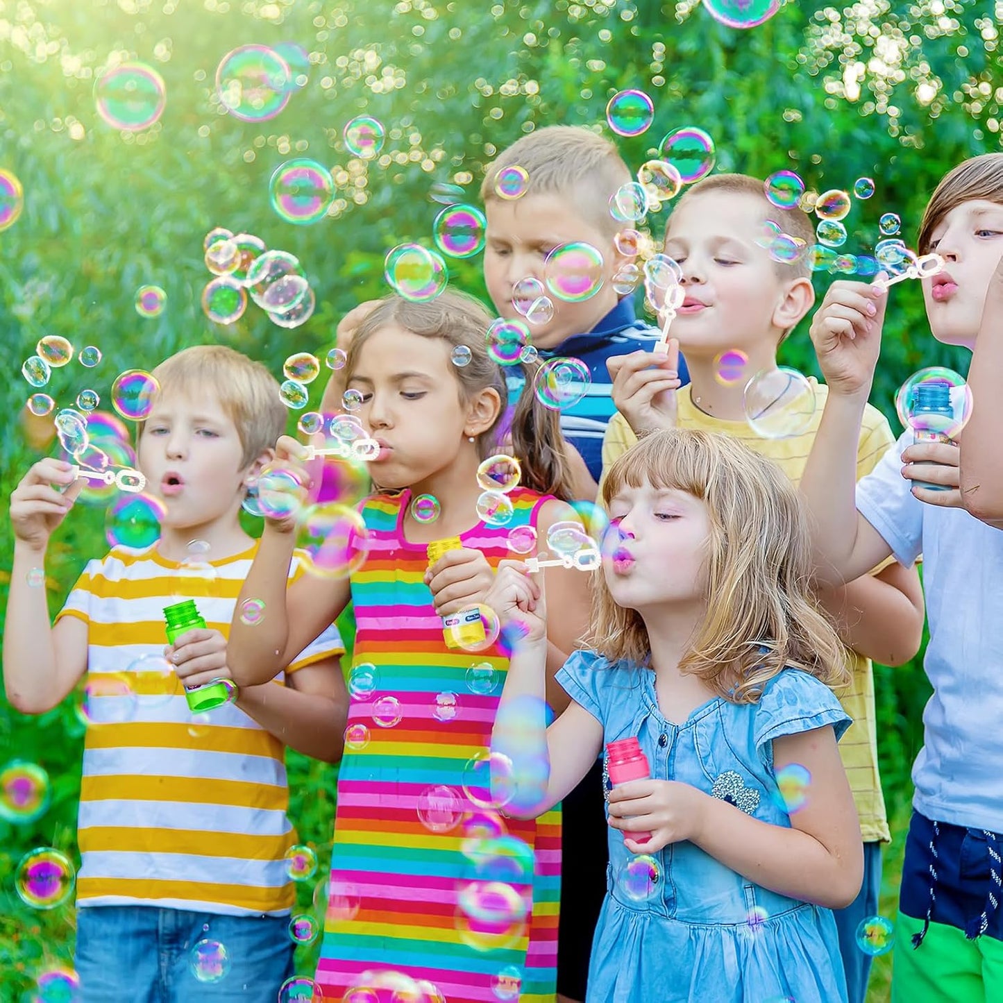Bubble Bottles 36 Pack (2oz), Bubbles for Kids, Bubble Solution with Bulk Wands in 6 Colors as Party Favors for Toddlers 1-3, Summer Outdoor Toy Gift for Boys & Girls