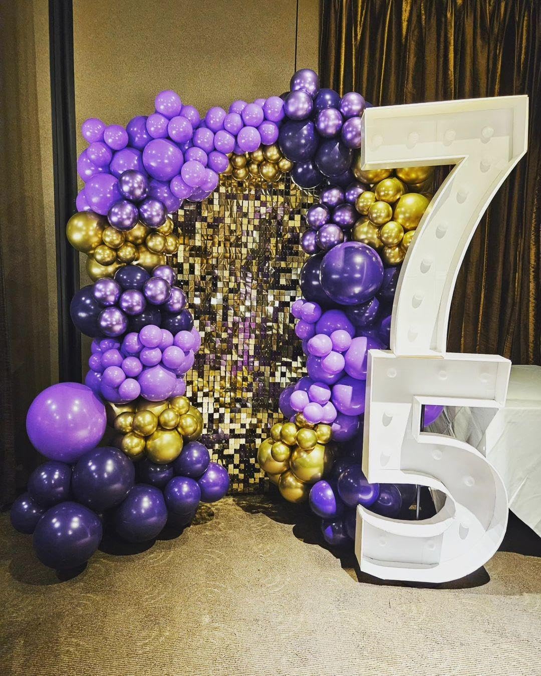 Purple and Gold Balloons Arch Kit, 140Pcs Dark Purple Metallic Gold Lavender Lilac Metallic Purple with Confetti Balloons for Baby Shower Girl Princess Party Women Birthday Wedding Decorations