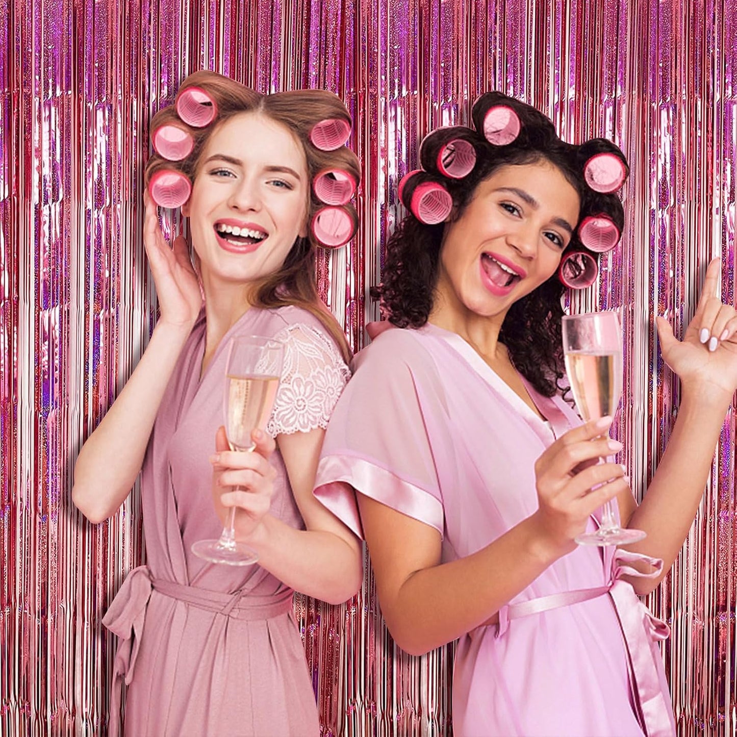 Party Backdrop Curtains Metallic Tinsel Foil Fringe Curtains Party Photo Backdrop Party Streamers for Party Birthday Graduation New Year Eve Bachelorette Decorations Wedding Decor