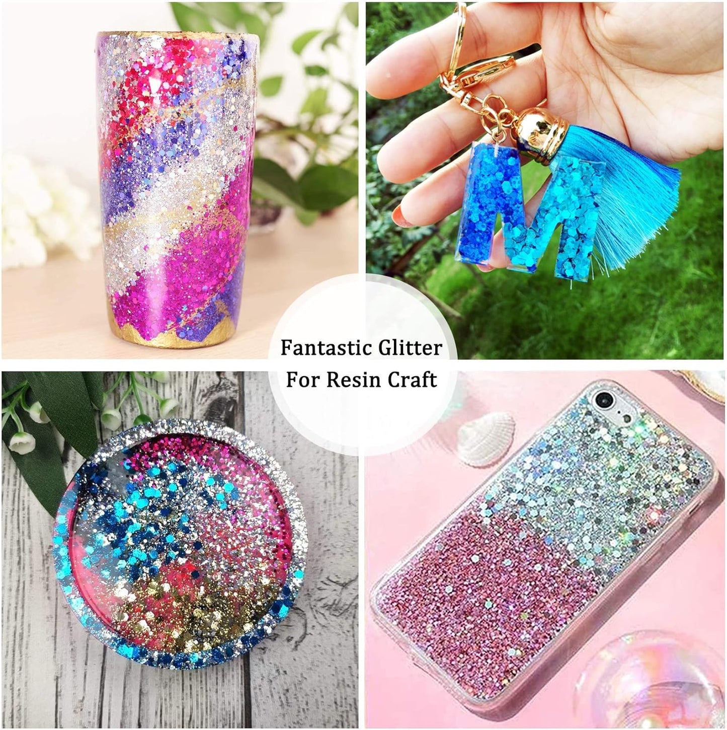 HEMOER Turquoise Glitter, 100g/3.5oz Holographic Chunky Glitter Mixed Hexagon Chunky & Fine Flakes Cosmetic Iridescent Sequins for Epoxy Crafts, Resin, Nail Body, Tumblers, Party Decoration