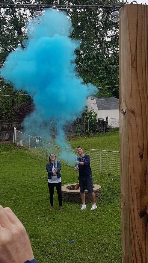 Gender Reveal Surprise - Blue Powder Cannon Bundle - Easy to Use Blue Powder Cannon for Baby Gender Reveal Parties - Includes 8 Balloon Decorations - 16 Inch - 4 Pack