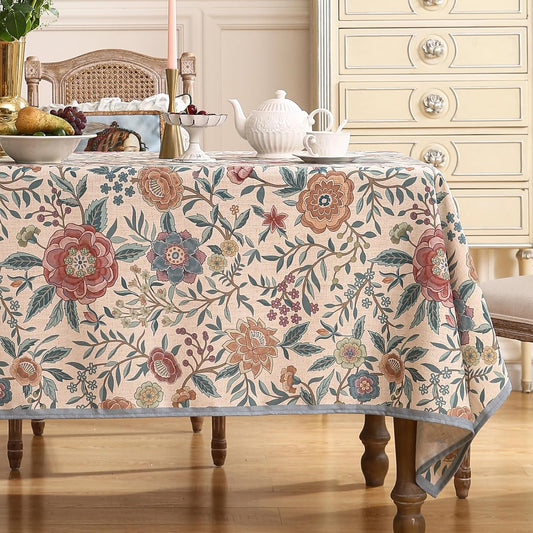 Designer Linen Small Square Tablecloth,William Morris Floral Colorful Pattern Table Cloth,Decor Table Cover for Kitchen,Dining,Thanksgiving,Party,Christmas,55"*55"-Flowershadow a