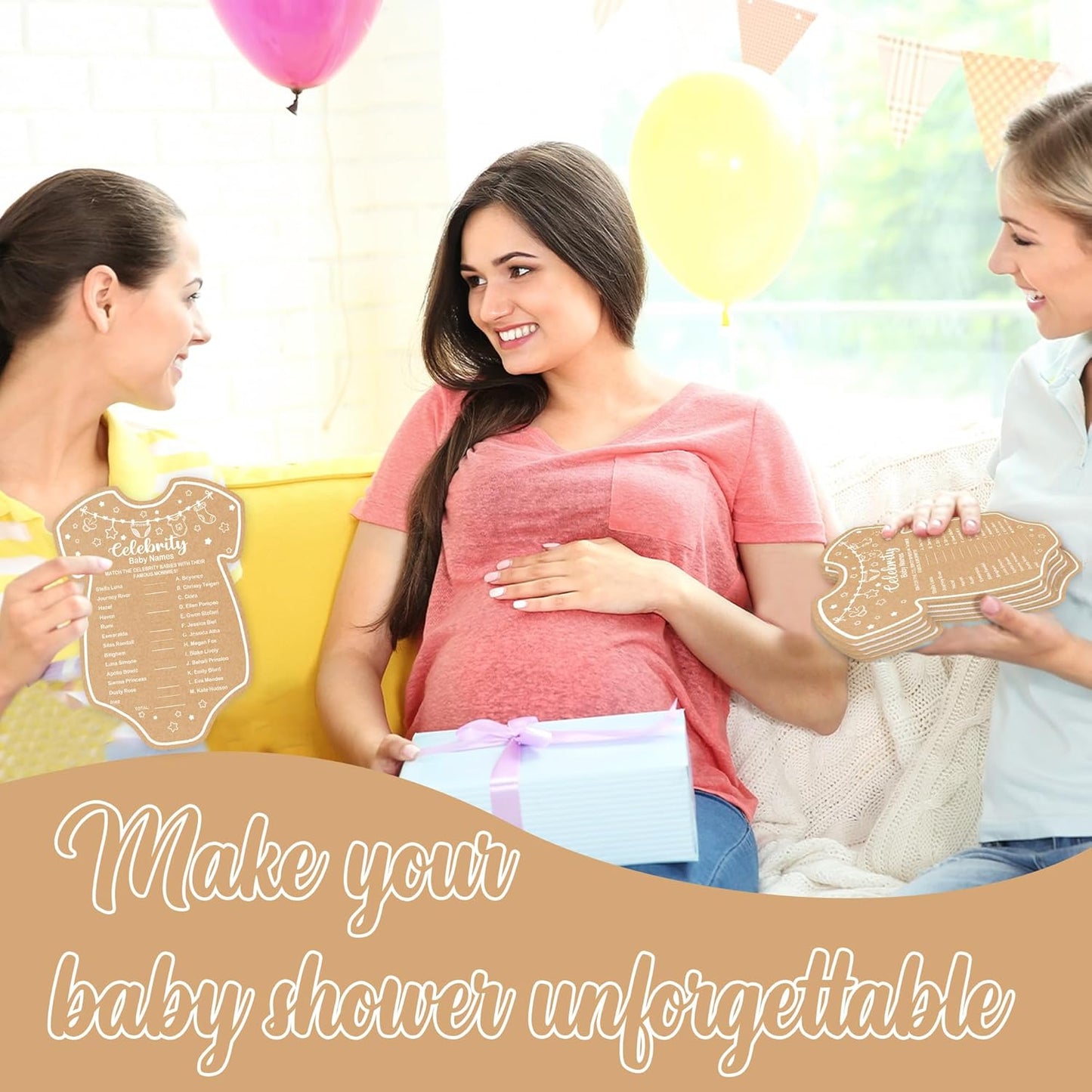Celebrity Baby Names Baby Shower Game, Set of 30 Cards, Adults, Unisex