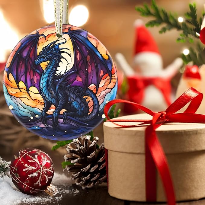 Christmas Ornaments, 3.5 Inch Ceramic Dragon Hanging Ornament, Christmas Tree Ornaments, Gifts for Son, Xmas Gifts, Unique Gift Idea, Perfect for Holiday Party, Tree, Window, Wall Decor