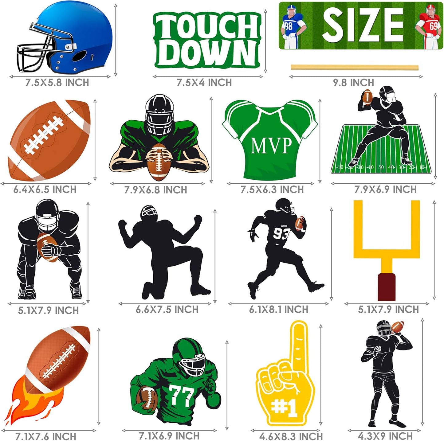 Football Birthday Party Centerpiece Sticks Rugby Ball Table Toppers Sports Theme Birthday Party Decoration Super Bowl Party Table Centerpieces for Football Touch Down Baby Shower Supplies