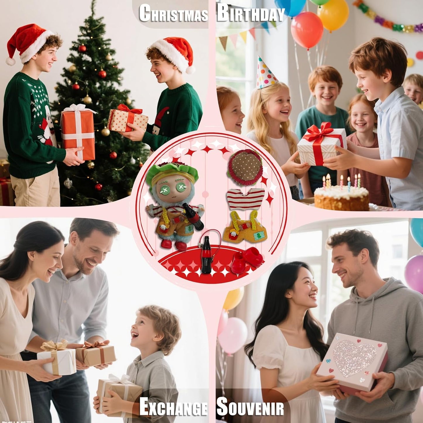 Doll Clothes for 17cm Dolls (No Doll Included) - Stylish and Adorable Outfits for Boys and Girls, Toy Fashion Accessories, Include Hat, Small Bottle Pendant, Canvas Shoes(Mcd-Hat)