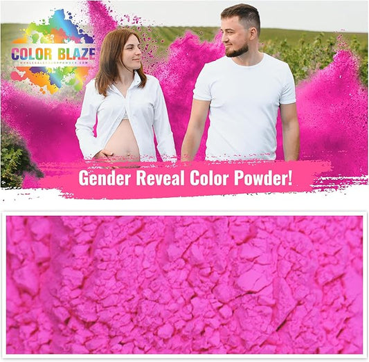 Color Blaze Pink Baby Gender Reveal Powder - 2 Pounds of Pink Colored Powder for Girl - For Motorcycle Burnout, Toss, Photoshoot, Party & Festival - Combo Pack of 2 Bags with 1 Pound - Pink