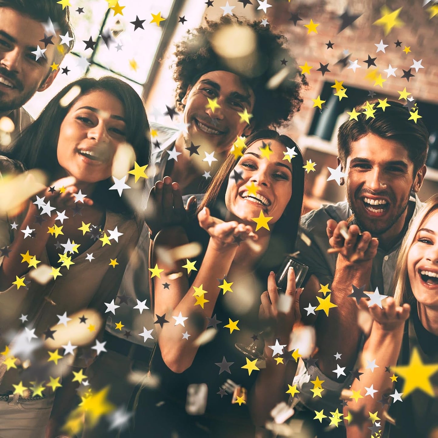 Hestya 60g Star Confetti Glitter Table Confetti Metallic Foil Stars for Christmas Party Wedding Festival Decorations(Silver Gold Black,10mm and 6mm)