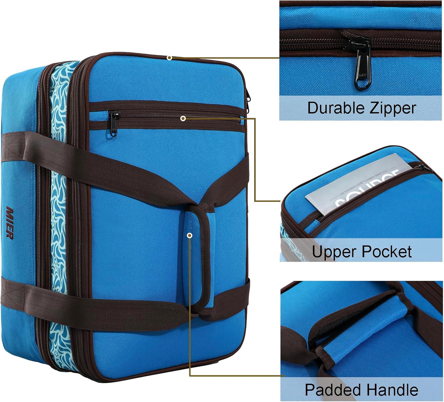 MIER Insulated Double Casserole Carrier Bag Thermal Lunch Tote for Lasagna Lugger, Potluck Parties, Picnic, Beach, Fits 9 x 13 Inches Baking Dish, Casserole Dish, Expandable by Mid Zipper, Blue