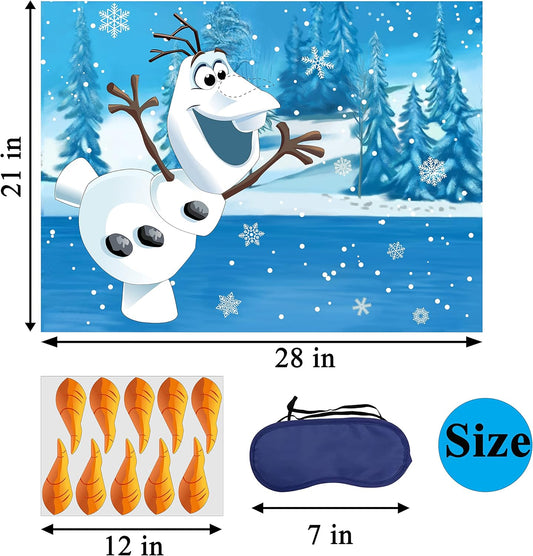 Pin The Nose on The Snowman Game for Kids Christmas Party Game for Kids Snowman Pin Game with 24Pcs Nose Stickers Birthday Party Supplies Activities