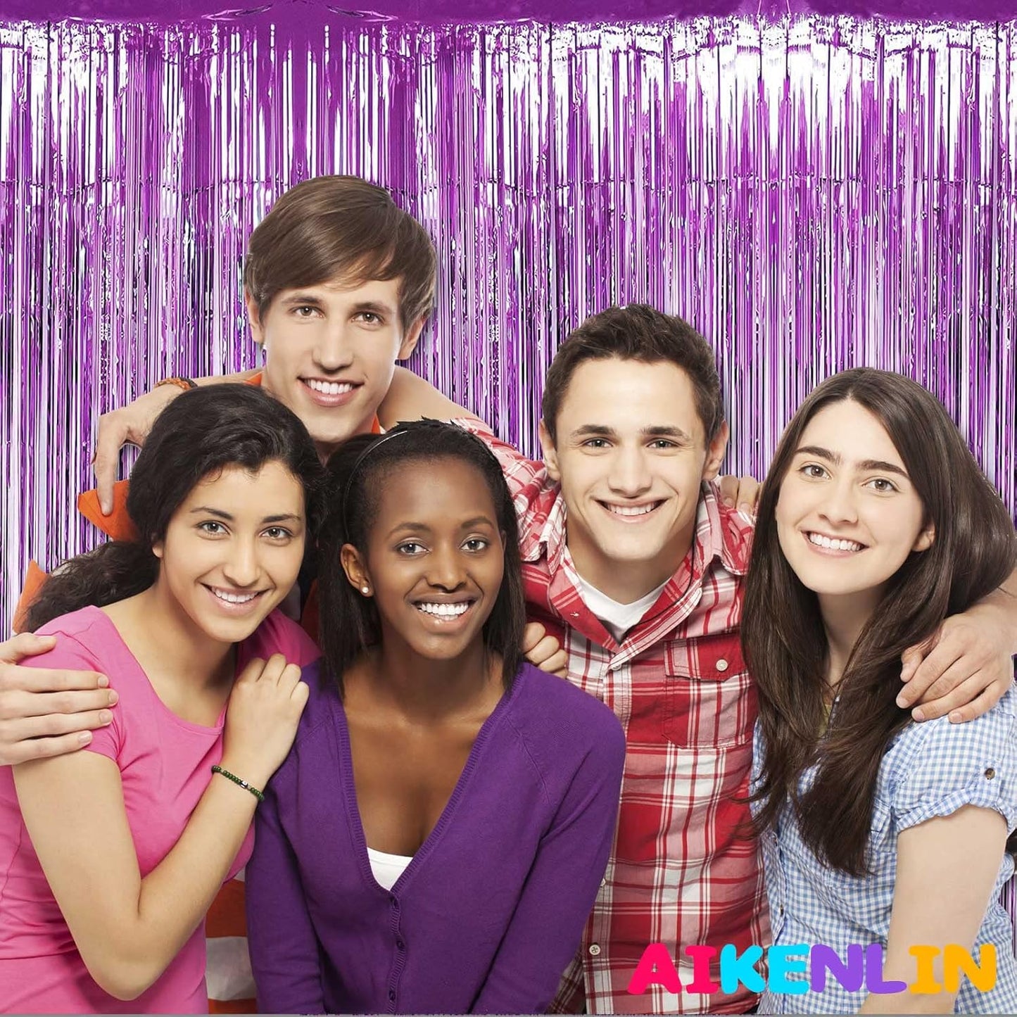 4 Pack 3.3Ft x 6.6Ft Light Purple Foil Fringe Curtain Backdrop, Metallic Tinsel Foil Fringe Streamers Curtains Background for Photo Booth, Birthday, Wedding, Halloween, Christmas Party Decoration