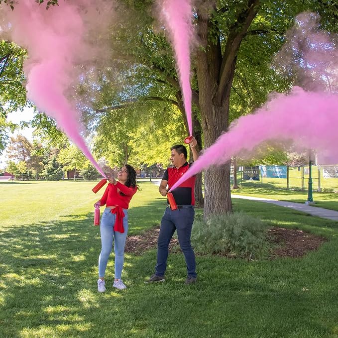 Chameleon Colors Gender Reveal Fire Extinguisher (Pink) - Built in America - Gender Reveal Powder Extinguisher for Baby Girl Photo Shoot or Party - 2 Pink Color Blasters - Non-Toxic