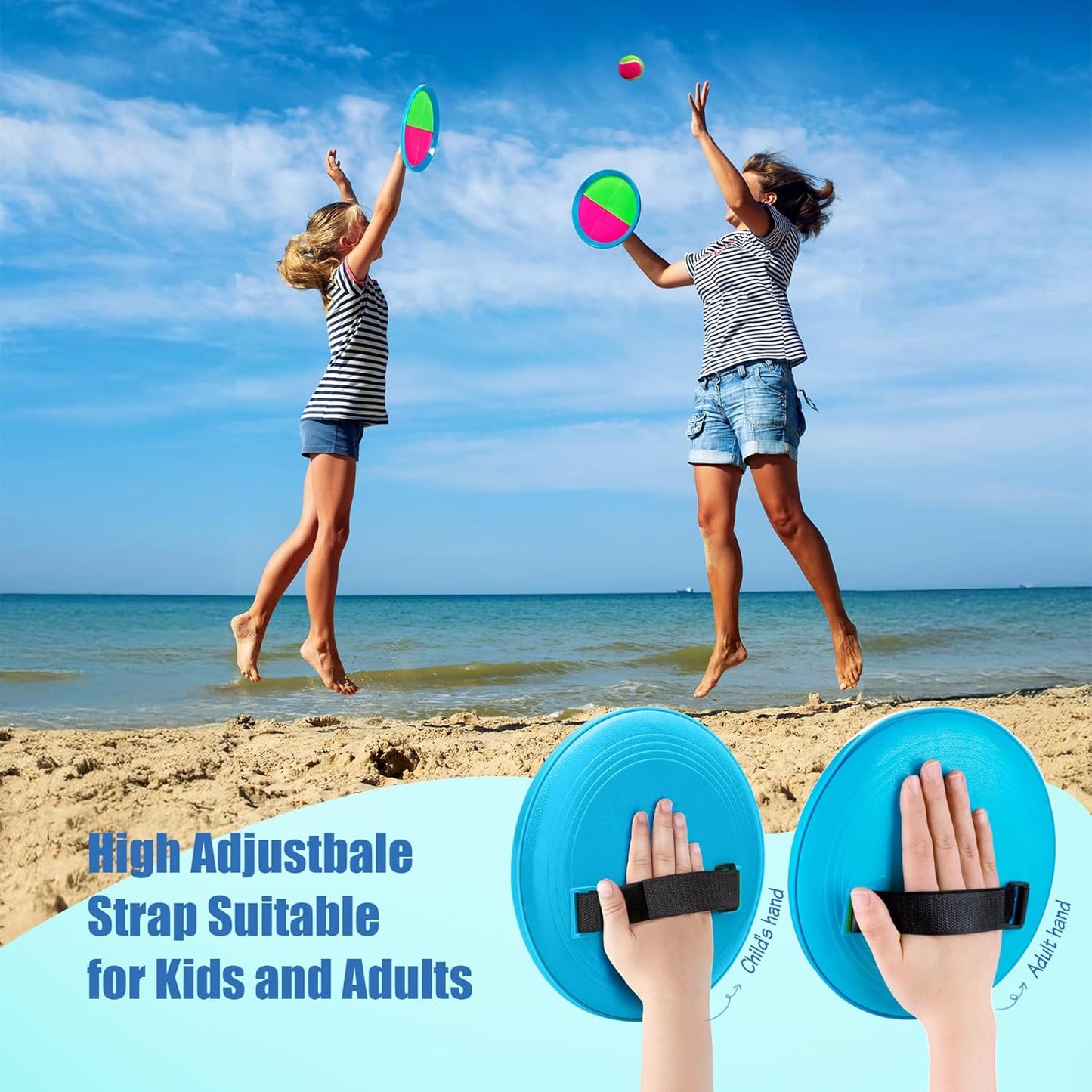 PlayZap Toss and Catch Ball Set Upgraded - Kids Baseball Toys Sturdy PVC for Family Games - Water-Resistant Great for Beach Pool Yard Outdoor - Gift for 3 4 5 6 7 8 9 10 11 12+ Years Old Boys Girls