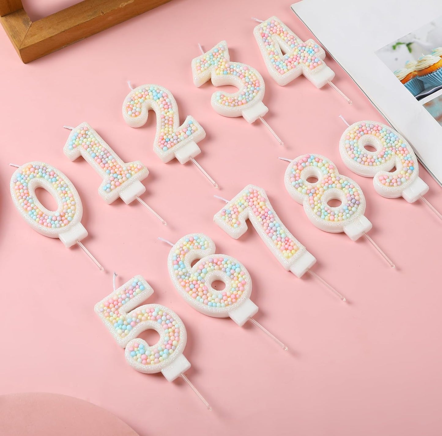 11th Birthday Candle Macaron Glitter 3D Pastel Number 11 Candles for Birthday Cakes Girl Women Sweet Theme Birthday Wedding Anniversary Party Cake Decoration