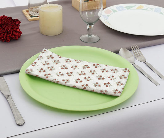 TARAN LIVING Cotton Cloth Napkins Natural Reusable Fall Dinner Napkins Reusable Machine Washable Fabric for Events, Gift, Home Decor - 18"x18" - Set of 12 (Brown Floral (Pack of 12), 18x18 Inchs)