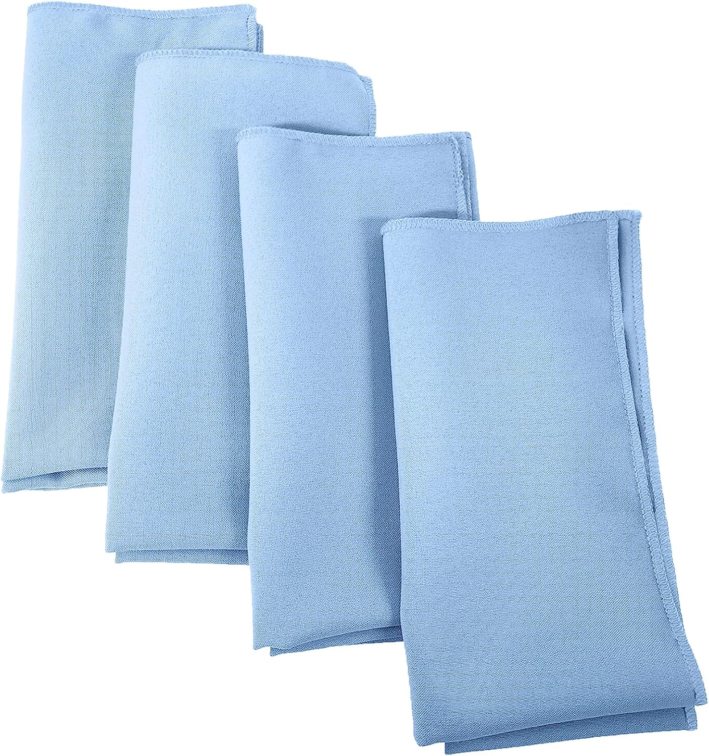 LA Linen 4-Pack Poly Blend Napkin - Soft Cloth Napkins - Washable Reusable Napkins - Stain and Wrinkle Resistance – Dinner Napkins – Wedding Napkins – Napkins for Parties - 18x18 (Blue Light)