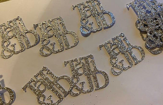 100 Pieces Personalized Initial Any Name Confettis with 2 names glitter table scatter Bridal showers engagement parties weddings anniversarys Supplies Customization Parties Birthday Partybaby shower