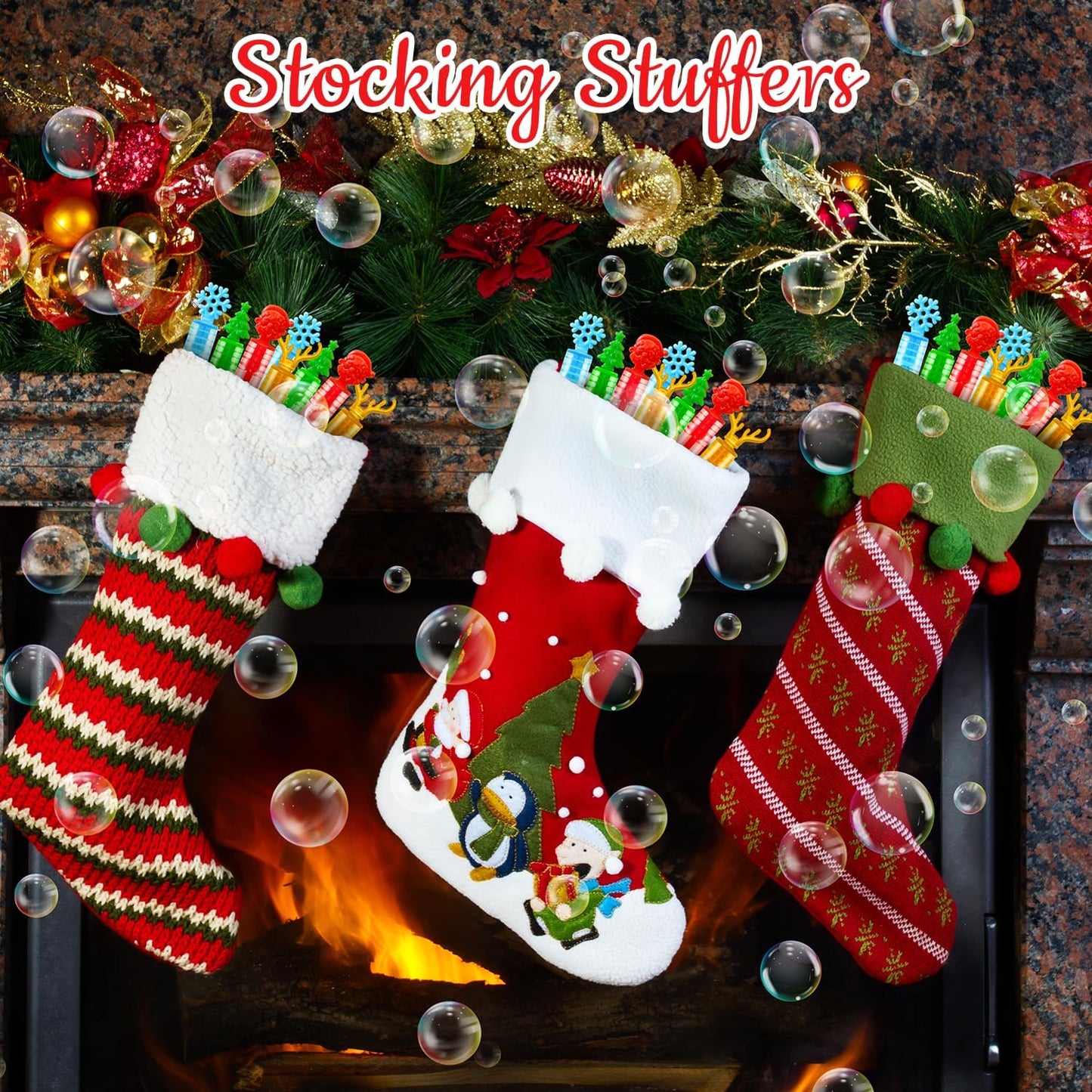 Christmas Toys Gifts Bulk for Students,Small Mini Bubble Wands Toys 64 Pack,Christmas Party Favors Supplies for Kids,Goodie Bags Stocking Stuffers School Classroom Treats Prizes for Toddler Boys Girls