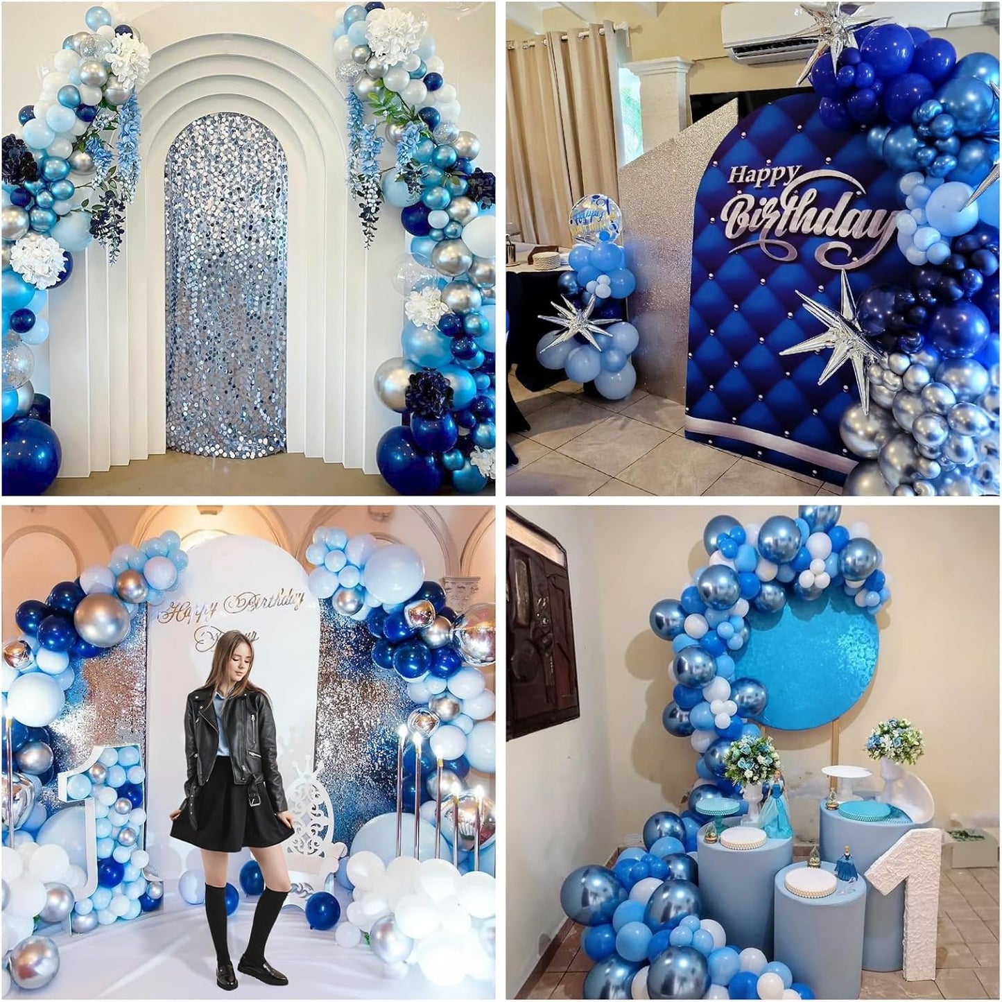 Blue Balloon Set 60Pcs 12 Inch Metallic Chrome Pearl Light Blue Latex Balloons Macaron Baby Helium Balloon for Birthday Baby Shower Winter Wedding Blue Party Decorations