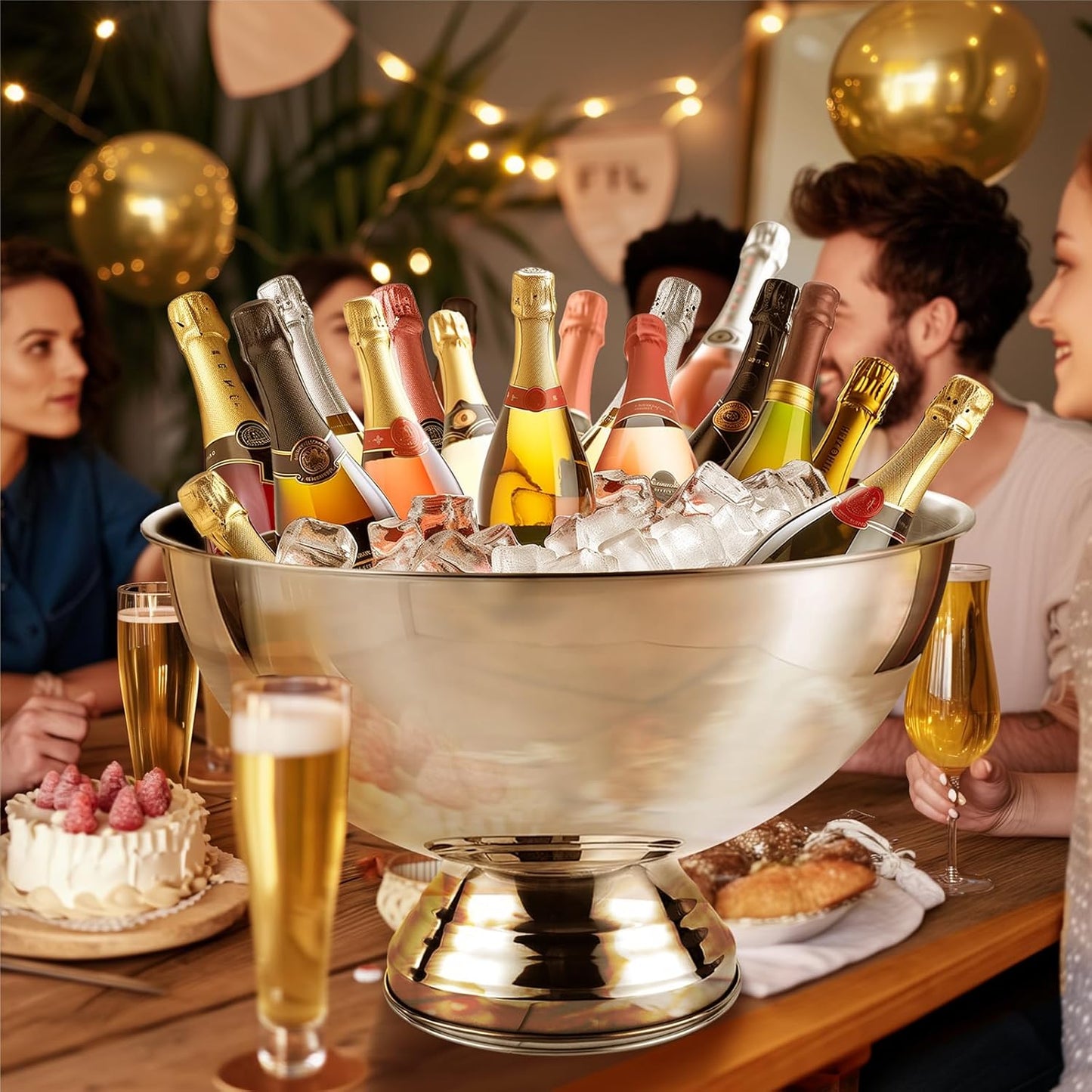 12L Premium Large Size Ice Bucket, Stainless Steel Champagne Bucket for Parties with Great Performance and Sleek Design
