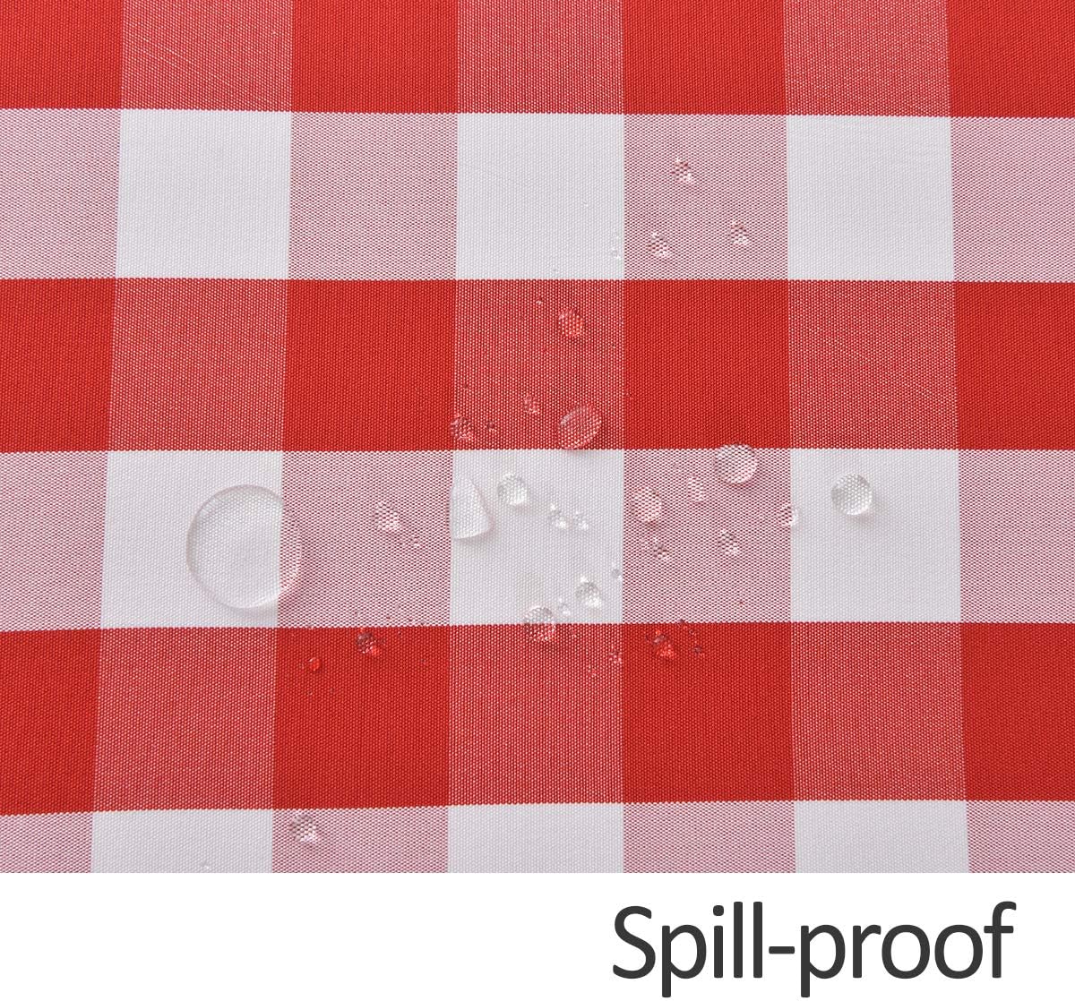 maxmill Checkered Rectangle Tablecloth Water Resistance Wrinkle Free Spillproof Heavy Weight Gingham Plaid Table Cloth for Buffet Banquet Parties Event Holiday Dinner, 60 x 84 Inch Red and White