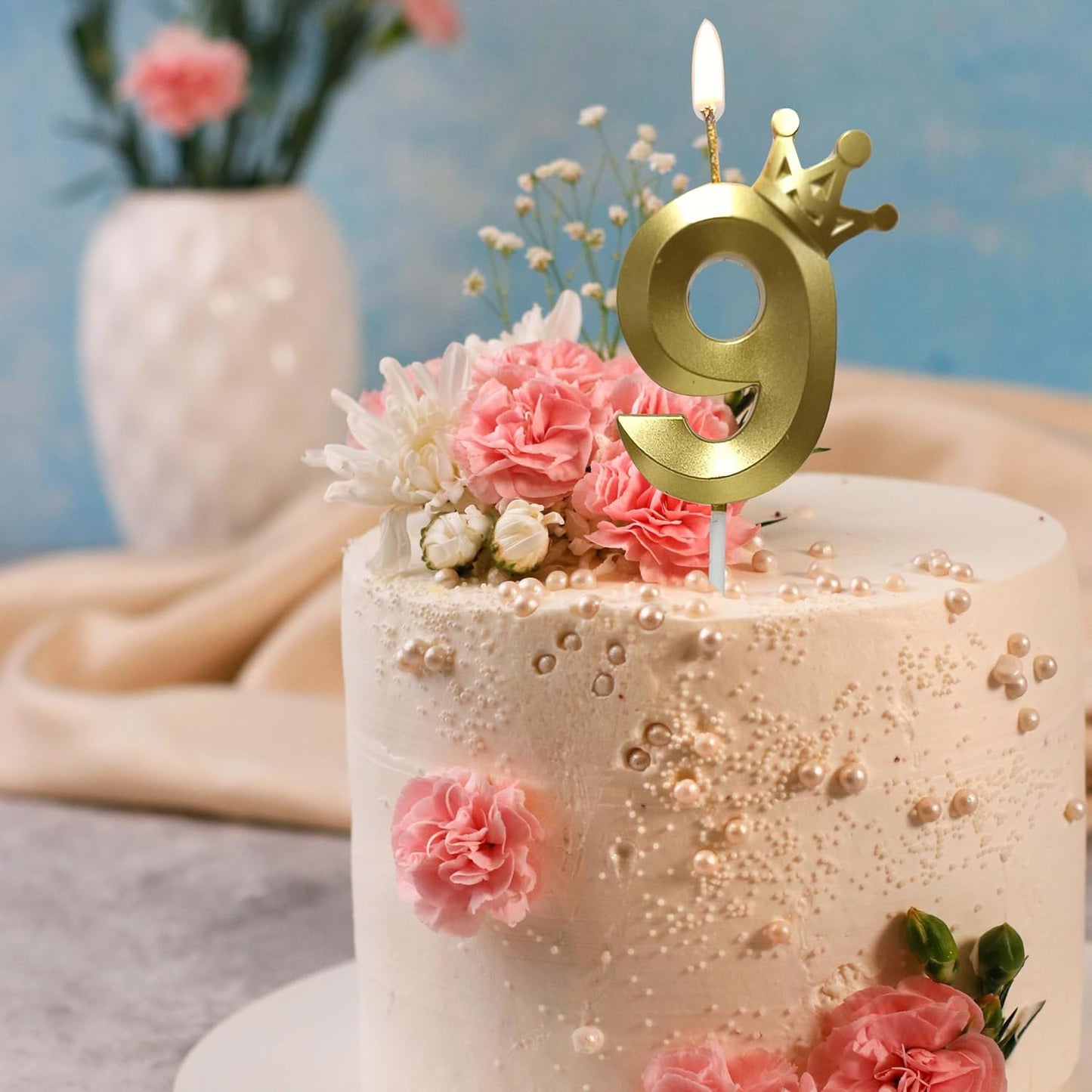The Number 9 Gold Birthday Candles for Cake is Beautiful Number Candles for 9th Birthday Decorations for Boys and Girls (Gold-9, Crown)