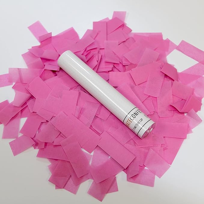 Ultimate Confetti - 8 Pack Pink Confetti Wands - Handheld 6" Biodegradable Tissue Paper Confetti Flick Flutter Sticks For Wedding, Birthday, Parties & Live Events - 1 Handful, 0.5 oz Each Stick