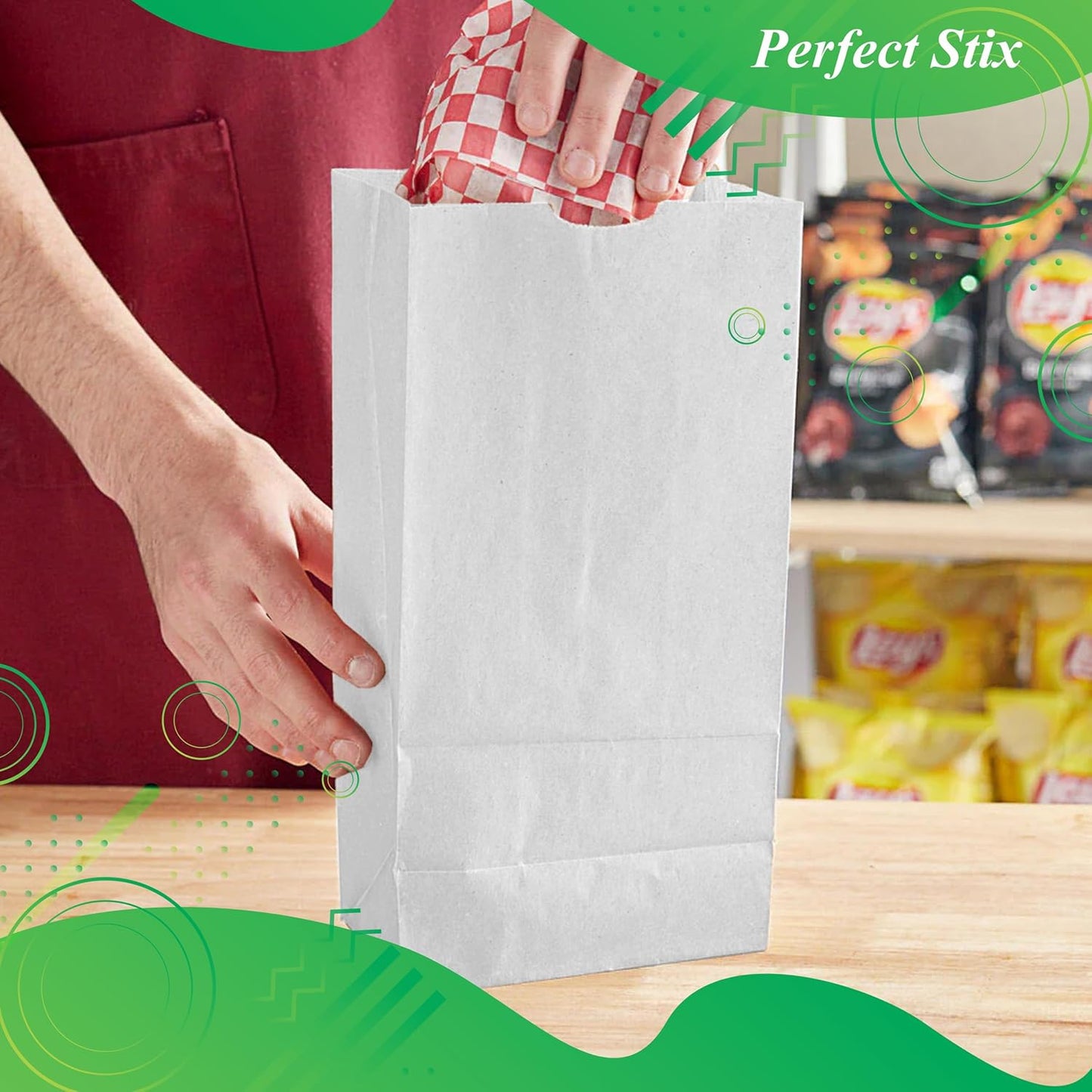 Perfect Stix 4lb Kraft Paper Bags - Pack of 50 Count (Kraft Bags 4lb-50CT) in White