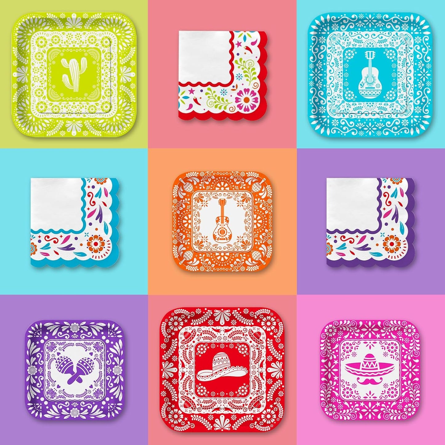 Fiesta Party Supplies Kit for 24 - Ultimate Celebration Pack Including Paper Plates, Napkins, Cups, Tablecloth & Banner | Ideal for Mexican Birthday, Taco, & Cinco de Mayo party Decorations