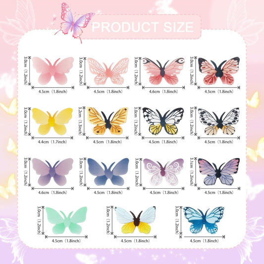 ZHUOWEISM 72 PCS Edible Butterfly Cupcake Toppers - Wafer Paper Butterflies - Colorful - Multiple Occasion