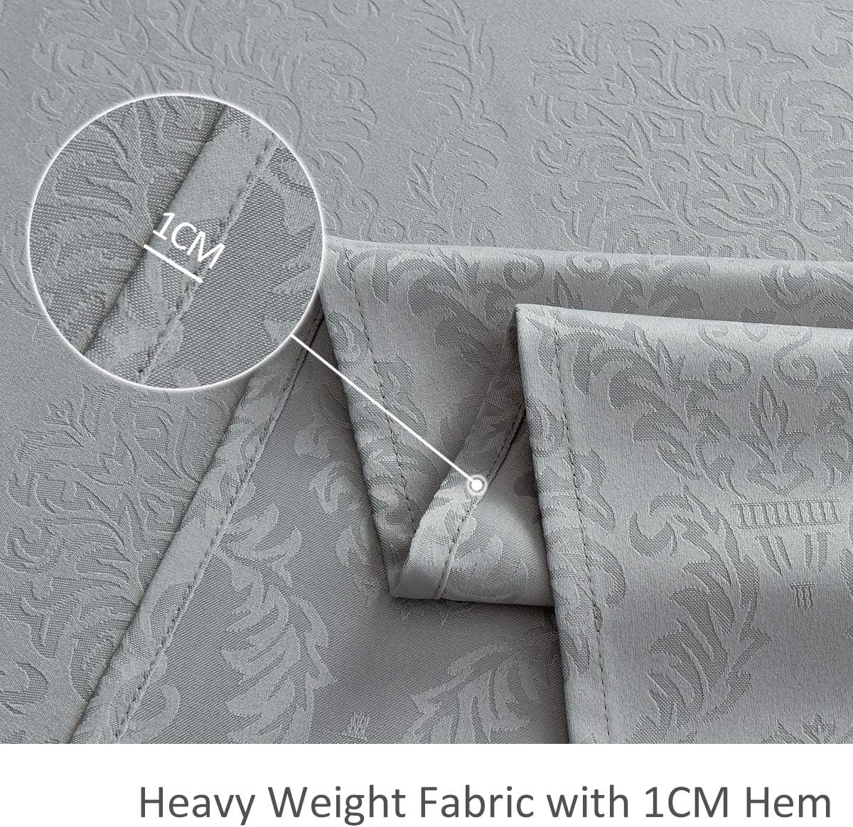 maxmill Jacquard Table Cloth Damask Design Water Proof Wrinkle Free Heavy Weight Soft Tablecloth Decorative Fabric Table Cover for Outdoor and Indoor Use Rectangular 60 x 104 Inch Light Gray