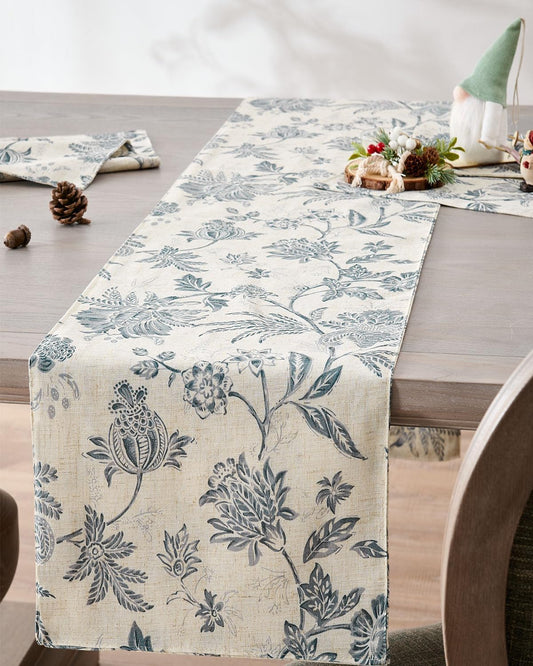 jinchan Linen Table Runner for Kitchen Farmhouse Table Cloth French Country for Party Wedding Birthday Dining Table Indoor Outdoor Decor 13 x 72 Inch 1 Panel Blue
