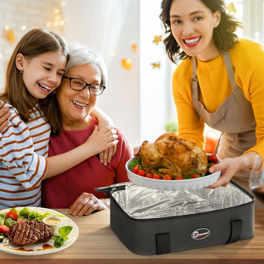 GhvyenntteS Insulated Casserole Carrier for Hot or Cold Food, Collapsible Insulated Food Carrier Lasagna Lugger Tote for Potluck Parties/Picnic/Travel, Fits 9"x13" Baking Dish, Grey