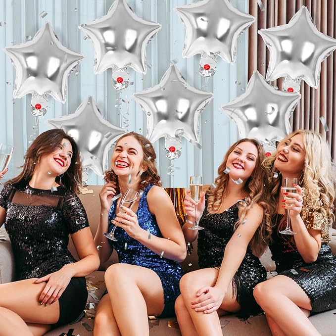 50 Pcs Star Balloons,10 Inch Star Foil Balloons,Stars Shaped Balloon Mylar Helium Balloon for Birthday Party Anniversary Wedding Baby Shower Decorations (10inch-silver)