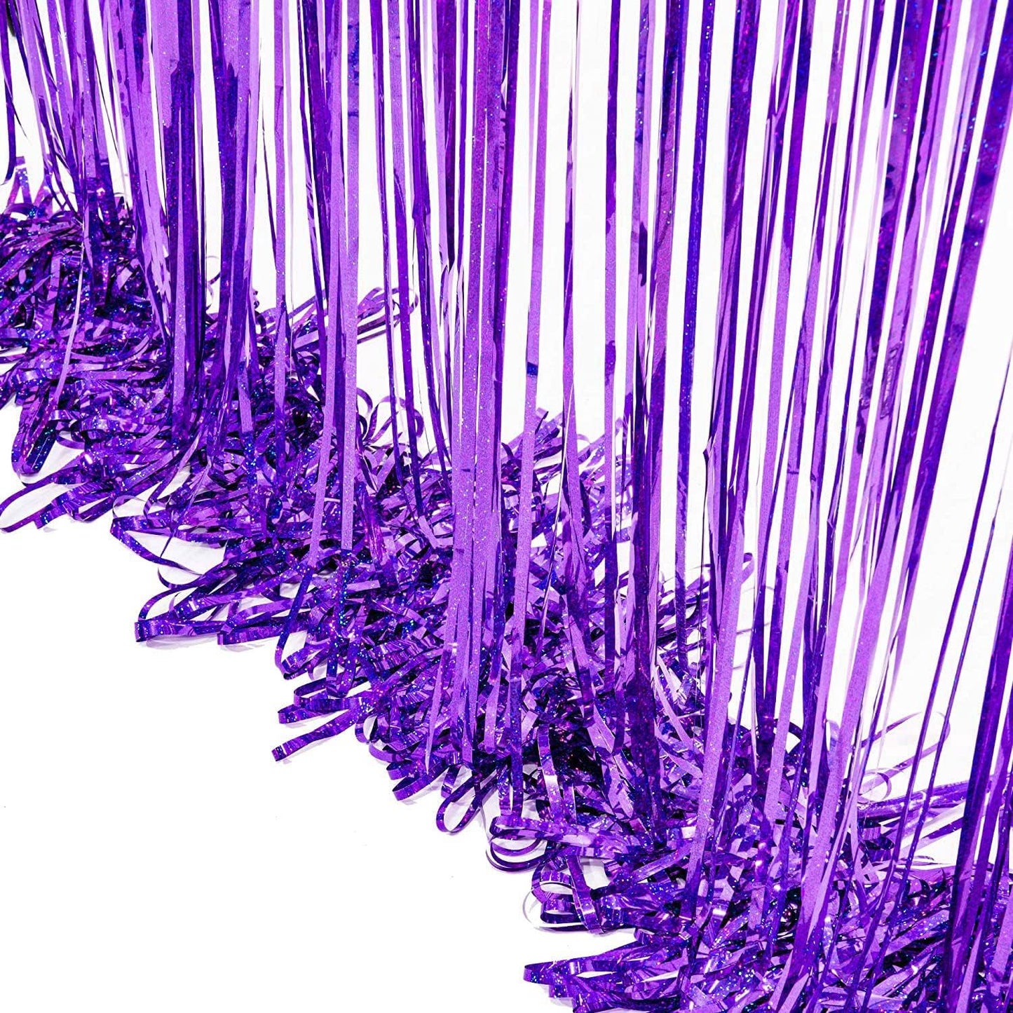 BRAVESHINE Purple Tinsel Foil Fringe Curtains - 2Pcs 3.2x8.2ft Metallic Holidays Photo Backdrop for Halloweens Birthdays Valentine's Bridal Shower Bachelorette Anniversary Engagement Party Supplies