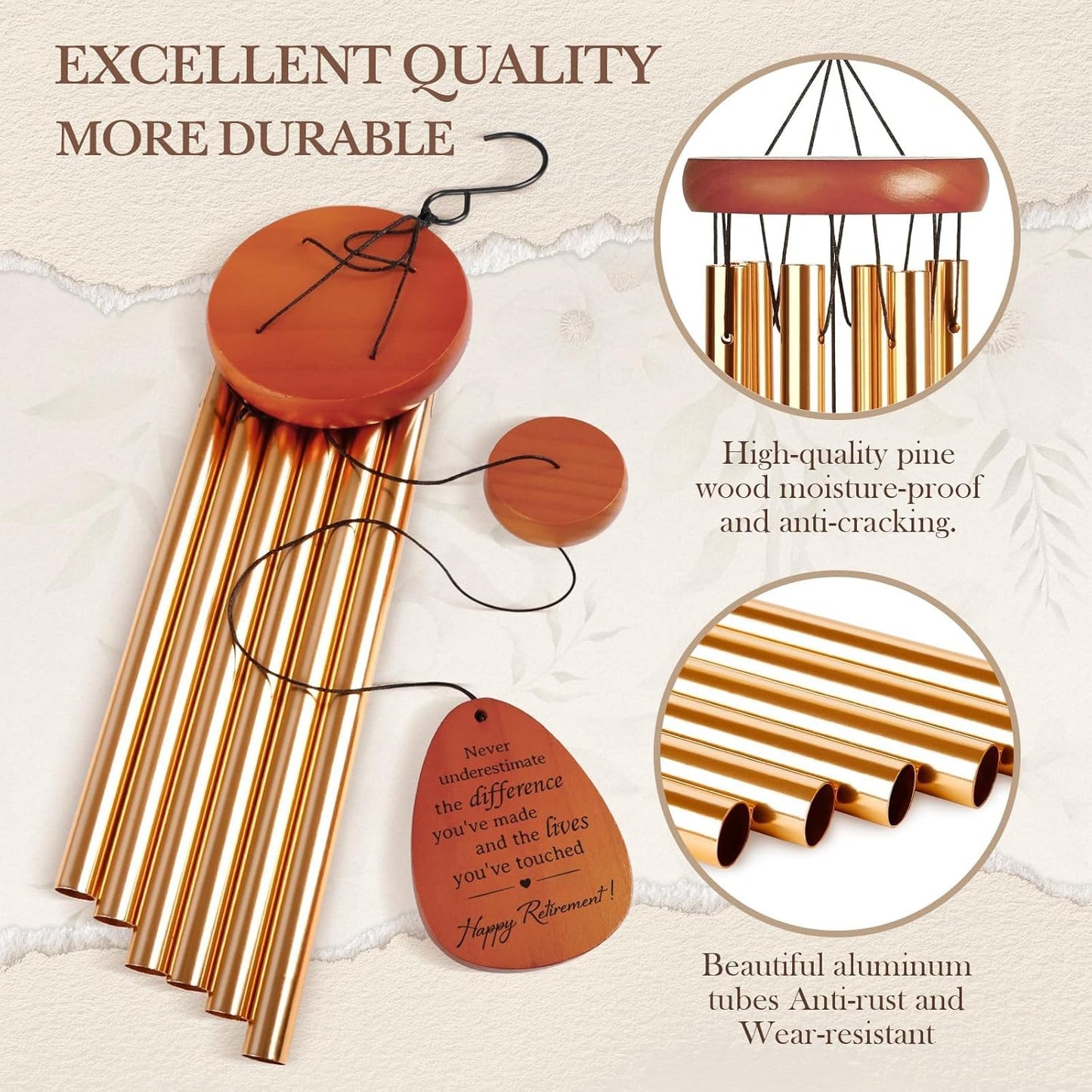 SteadStyle Retirement Gifts Wind Chime, Retirement Gift for Woman Men, Happy Retirement Gifts for Coworker, Nurse, Veterans, Teacher, Boss