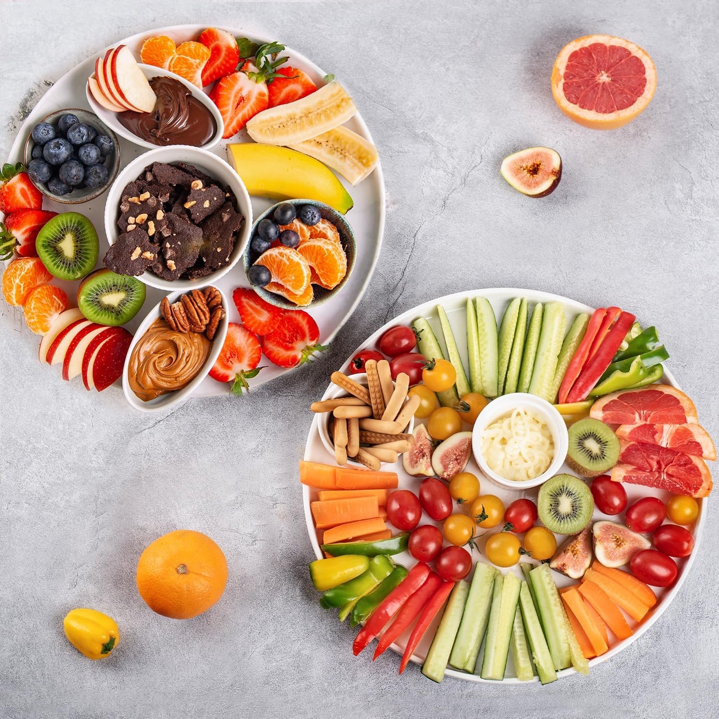 12" Ceramic Serving Trays, 3 Packs Round Serving Platters, Platters for Serving Food, Appetizer, Charcuterie, Snack, Dessert, Serving Dishes, Serving Trays for Entertaining, White