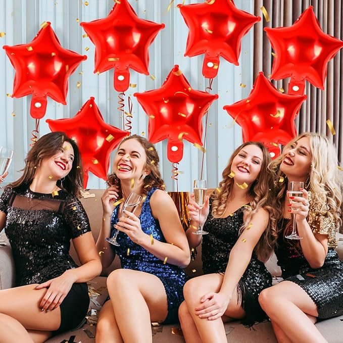 50 Pcs Star Balloons,10 Inch Red Star Foil Balloons,Stars Shaped Balloon Mylar Helium Balloon for Birthday Party Anniversary Wedding Baby Shower Decorations (10inch-red)
