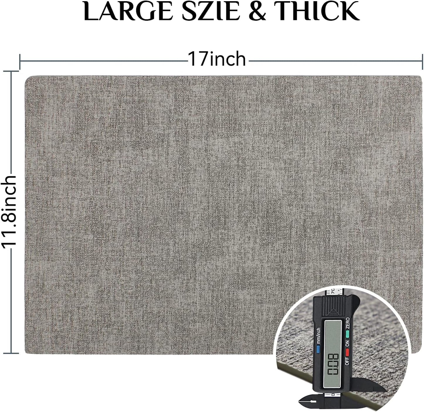 Softalker Vinyl Placemats Set of 4 - Faux Leather Heat Resistant Place Mats, 100% Waterproof Oilproof Wipe Clean Table Mats for Indoor & Outdoor Use, 17’’×12’’, Light Grey