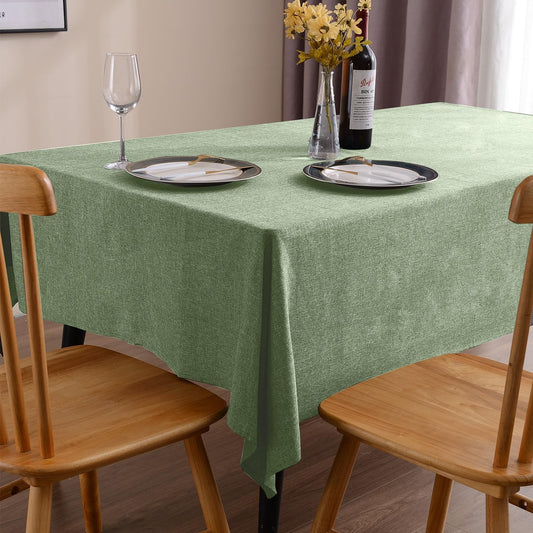 Rectangle Tablecloth Linen Textured Table Cloths 55 x 95 Inch Waterproof Spill-Proof Wipeable Wrinkle Free Dining Table Cover for Buffet Party Farmhouse Outdoor and Indoor Use, Sage Green