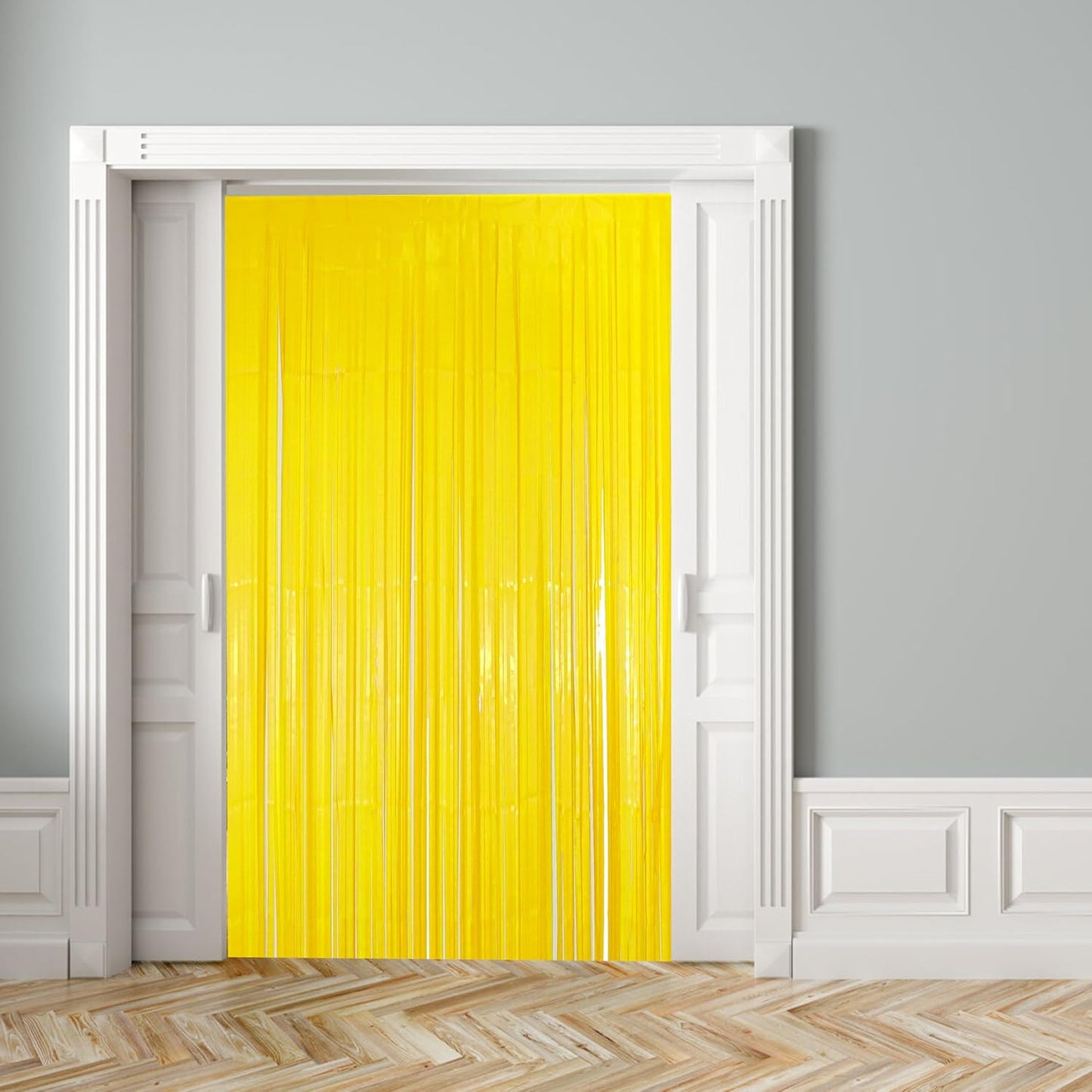 2 Pack Yellow Fringe Backdrop Curtains, Yellow Streamers Party Backdrop, Party Decorations Supplies for Birthday, Holidays, Parties & More
