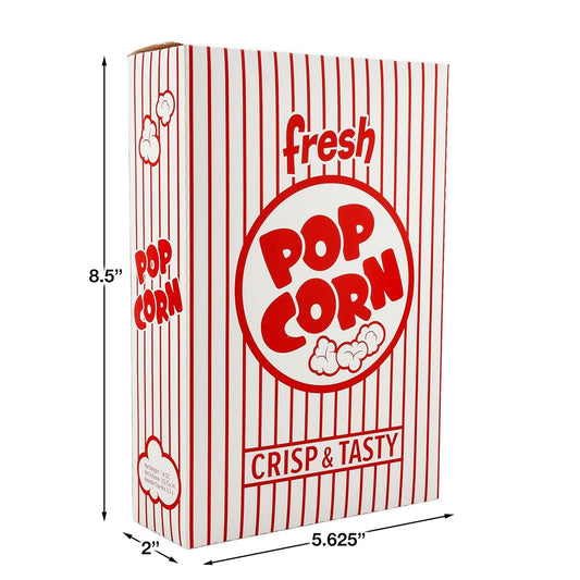SNAPPY Red & White Striped Popcorn Boxes - 1.8 oz, 50 Count (5.625" x 2" x 8.5")