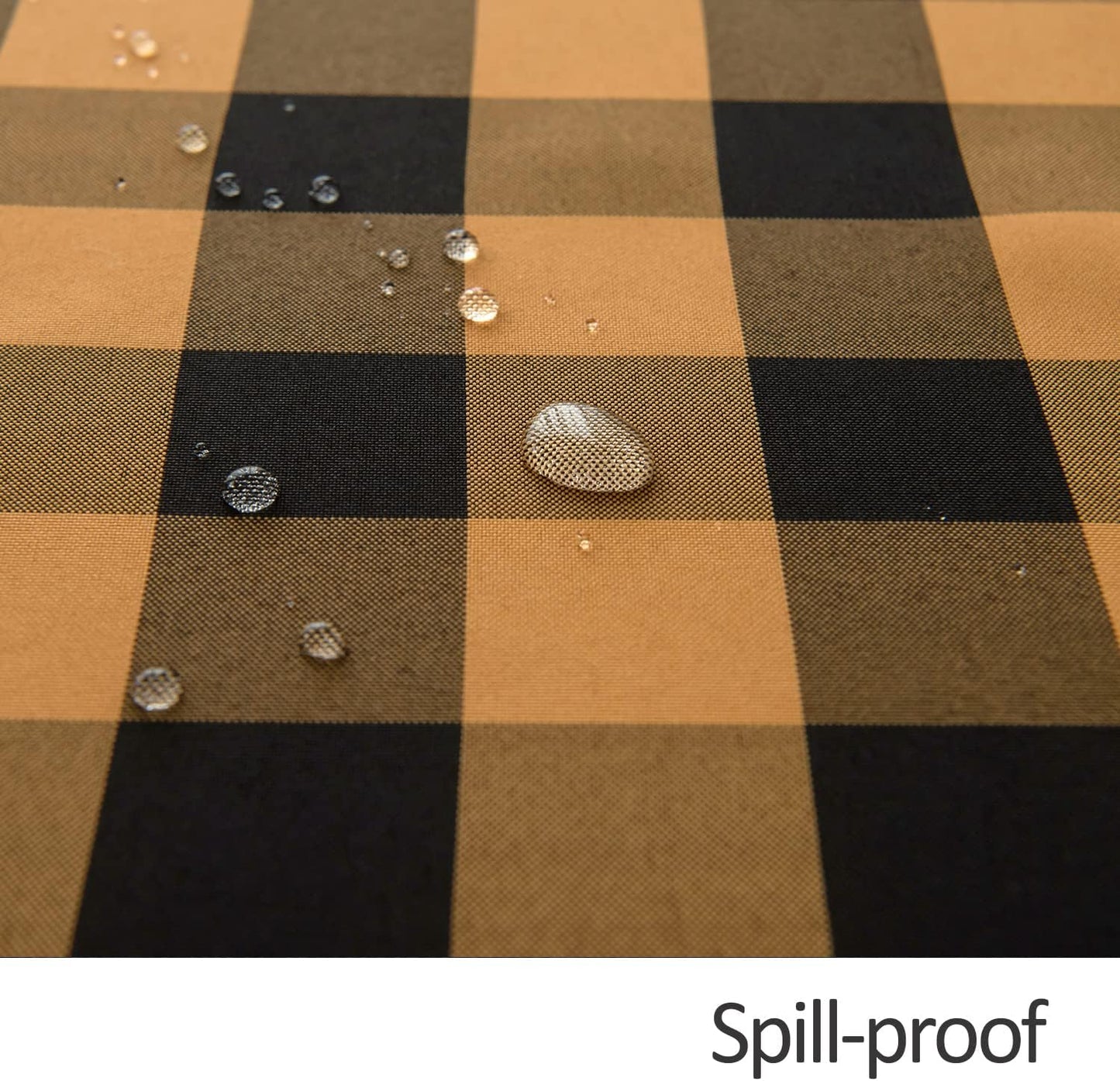 maxmill Round Checkered Tablecloth Spillproof Wrinkle Free Heavy Weight Gingham Table Cloth for Circular Table Cover Buffalo Plaid for Buffet Banquet Parties Holiday Dinner 70 Inch Black and Orange