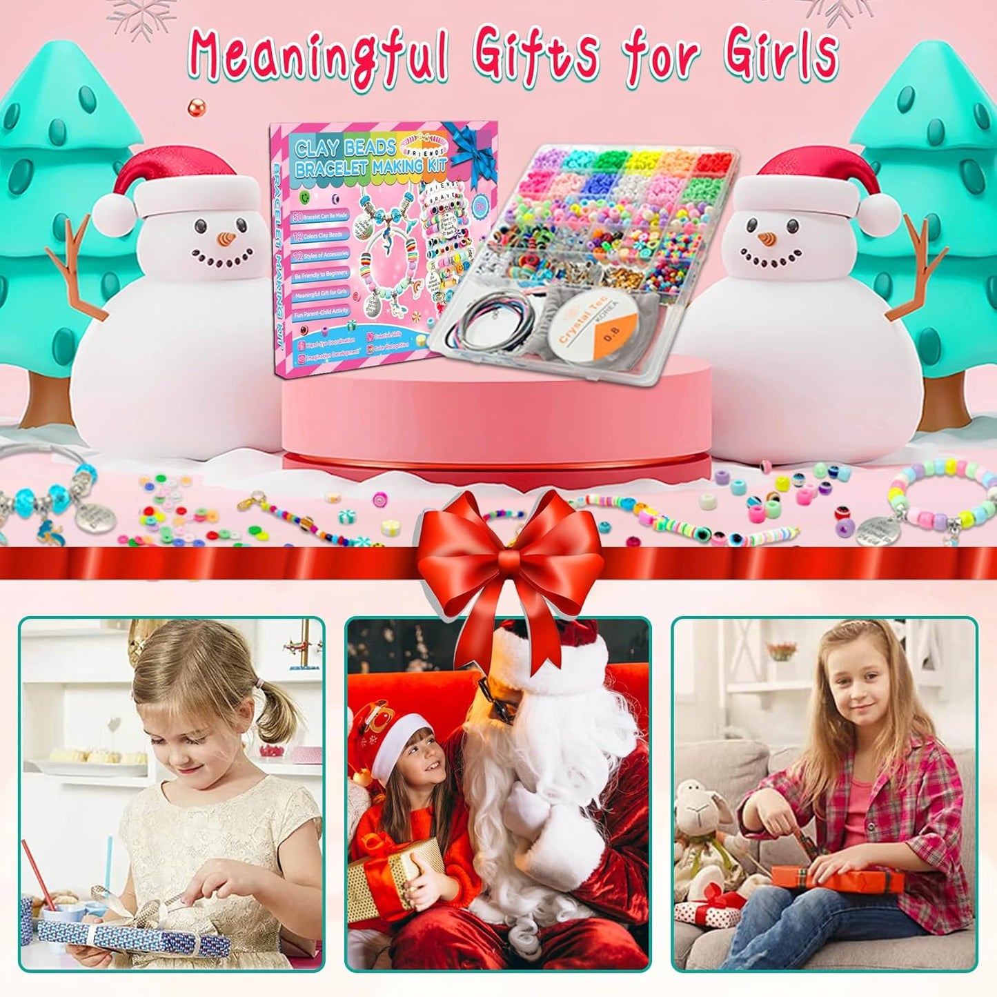 leitait Girls Toys Bracelet Making Kit -3400pcs Charm Jewelry Making Kit Supplies,Unicorn/Mermaid Crafts Birthday Christmas Gifts for Girls Ages 5 6 7 8 9 10 11 12 Years Old