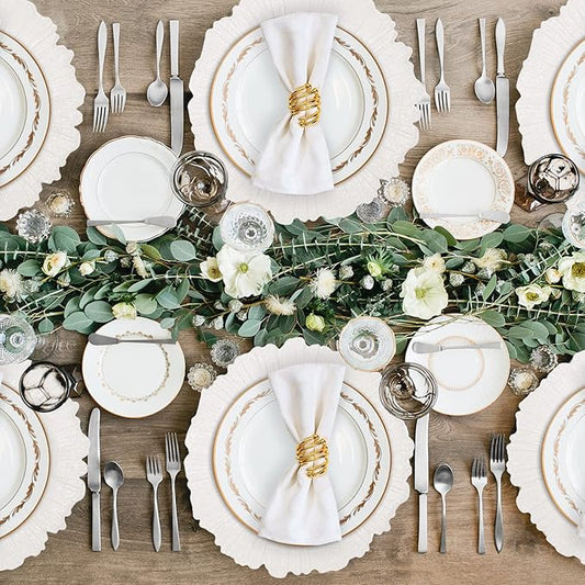 MAONAME White Charger Plates Set of 12, Reef Plate Chargers for Dinner Plate, Plastic Decorative Plates for Table Setting, Thanksgiving, Christmas