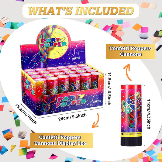 Honoson 48 Pcs Confetti Poppers Cannons Confetti Shooters Air Compressed Cannon for Wedding Birthday Party Bridal Shower Graduation Decoration Favor (4.33 Inch)