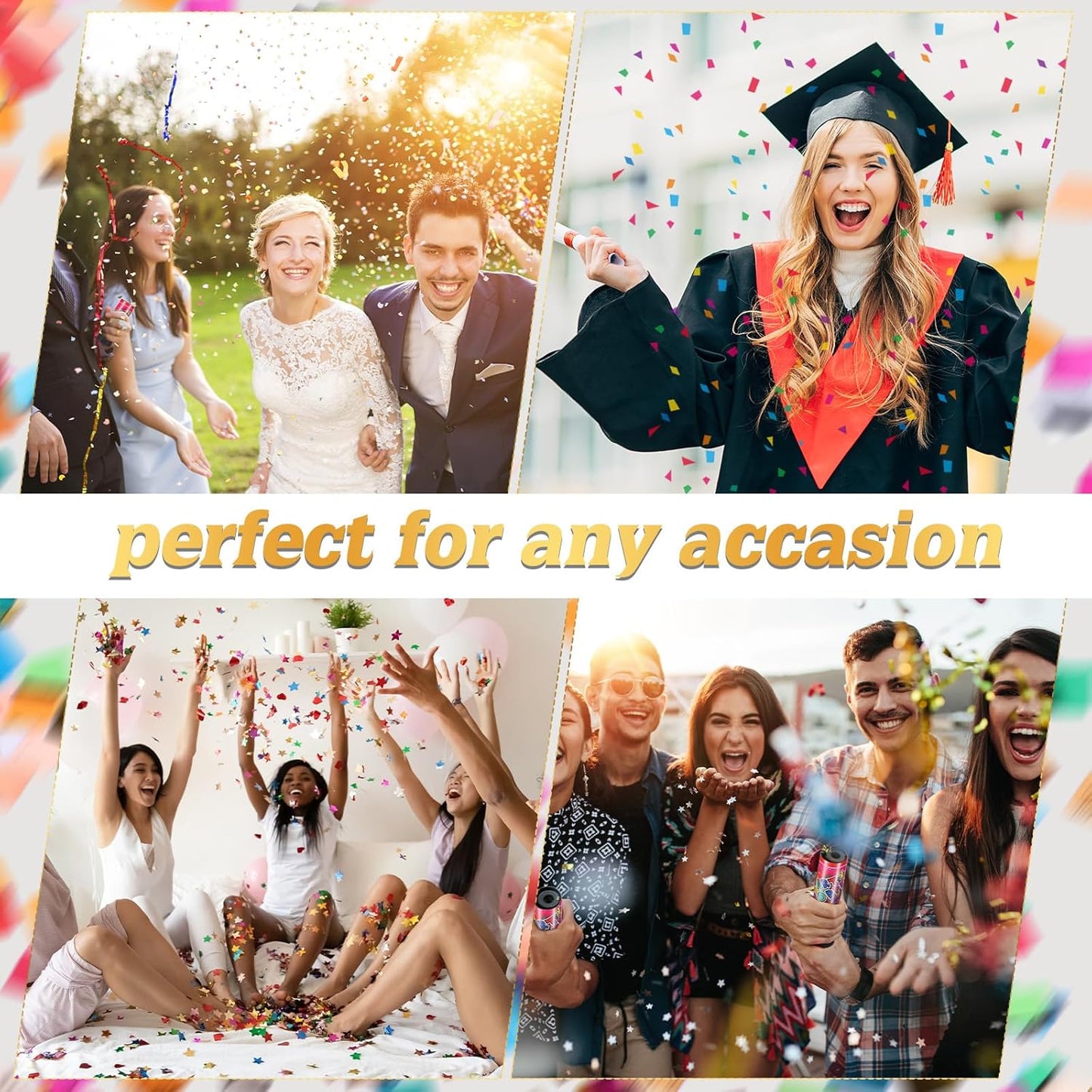 Honoson 24 Pcs Confetti Poppers Cannons Confetti Shooters Air Compressed Cannon for Wedding Birthday Party Bridal Shower Graduation Decoration Favor (6.1 Inch)