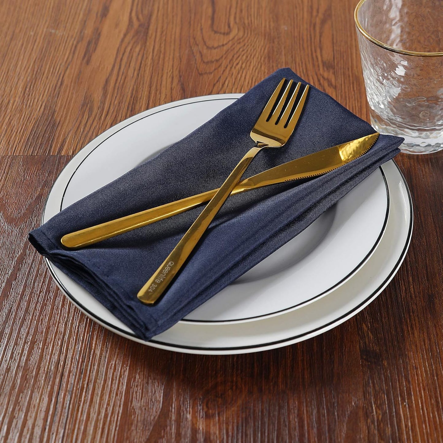 Cloth Napkins 20x20 inch Washable Polyester Dinner Napkins Soft Table Napkins for Wedding Party Dining Banquet(Navy,25PCS)