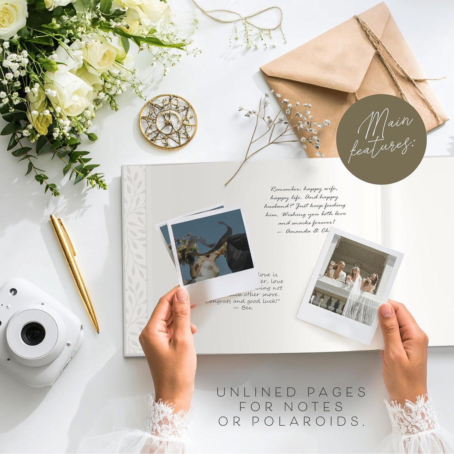 ARTESORI Personalized 2025 Wedding Guest Book for Reception — Guestbook to Sign in, Elegant Baby Shower Guest Book for Party & Birthday — Photo & Polaroid Guest Book for Wedding & Bridal Shower