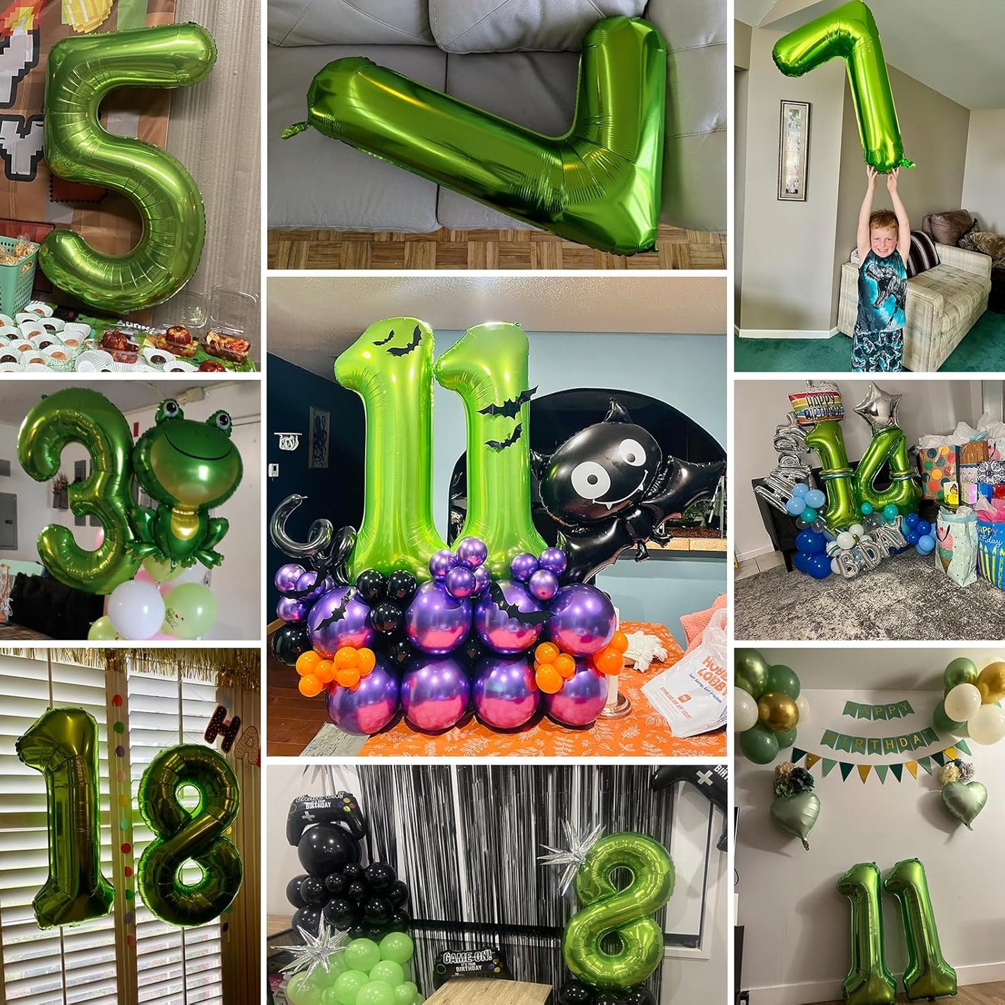 Smlpuame 40 inch Number Balloon 0-9 Green Large Number 10 Balloons,Digital Balloons for Birthday Party Celebration Decorations Supplies, Helium Foil Number Balloons for Wedding Anniversary